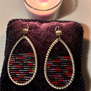 Vibrant Multicolor Beaded Teardrop Earrings